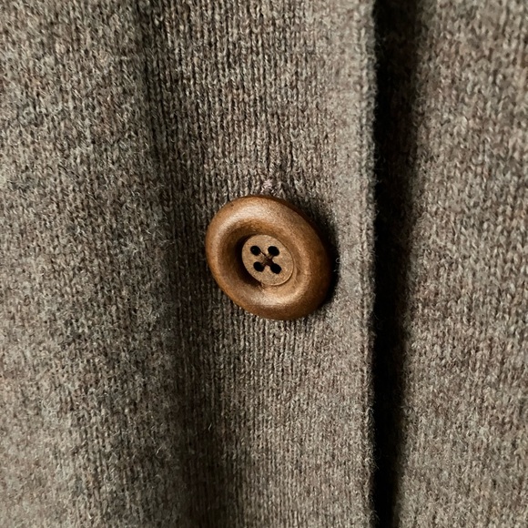 Garnet Hill Light Brown Neutral Lambswool Cardigan Sweater - Picture 7 of 9